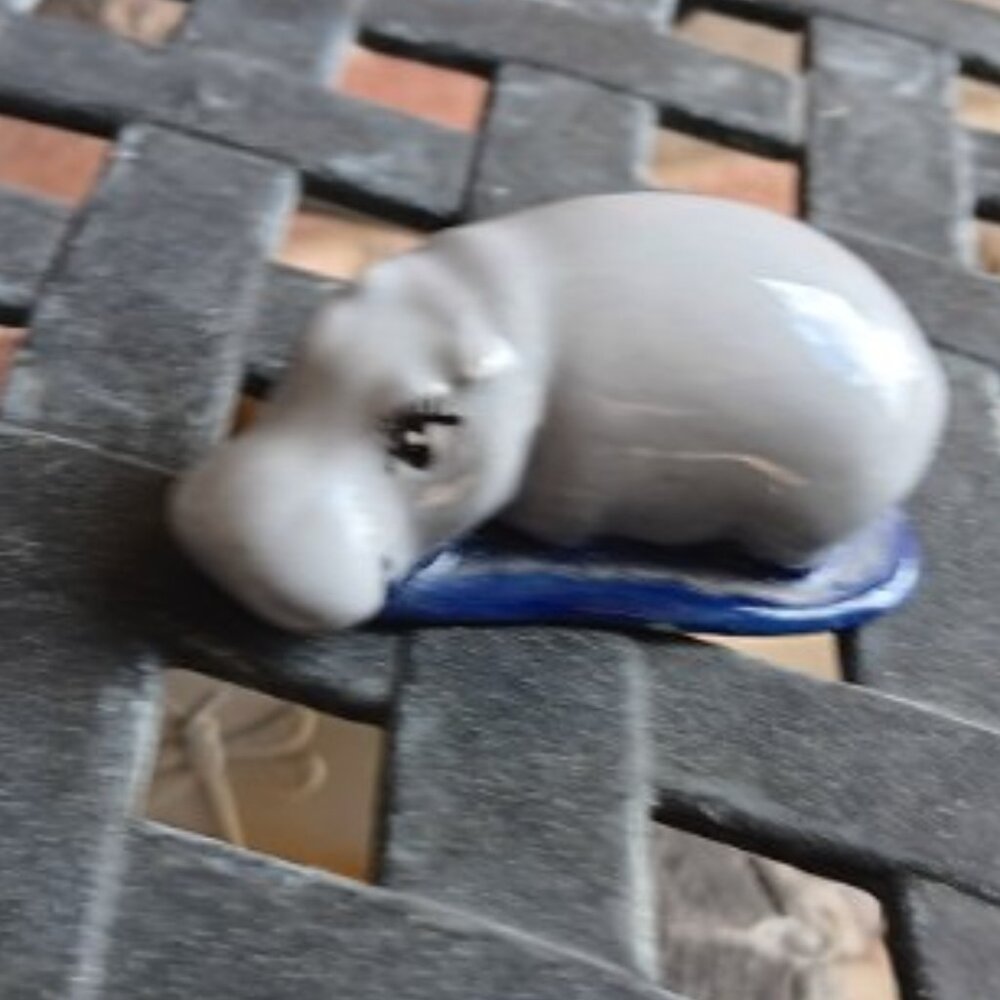 Vintage Cute Hippo Ceramic High Gloss Shine - Picture 5 of 5